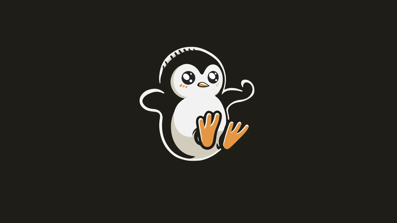 Pengu: a round cartoon penguin on a black background